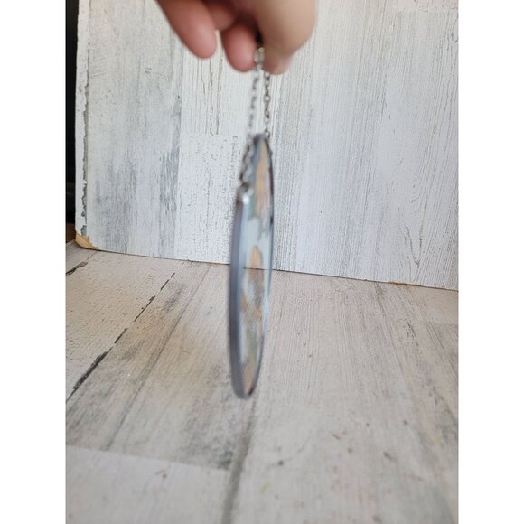 Stained glass oval bird flower hanging home decor figure unique - Picture 6 of 6